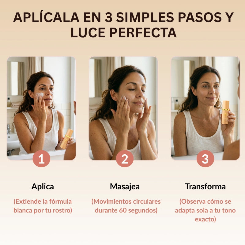 Quítate 5 Años de encima con cada aplicación | Base Inteligente 4 en 1 - con SPF 50 Mineral