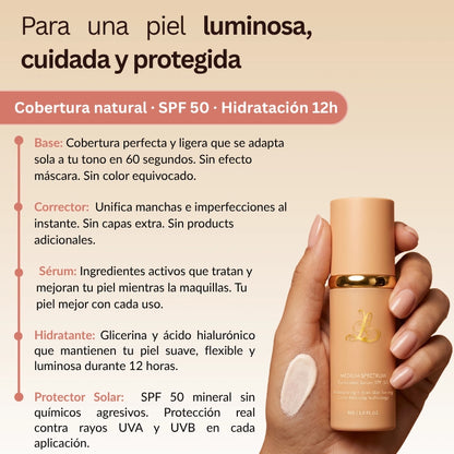 Quítate 5 Años de encima con cada aplicación | Base Inteligente 4 en 1 - con SPF 50 Mineral