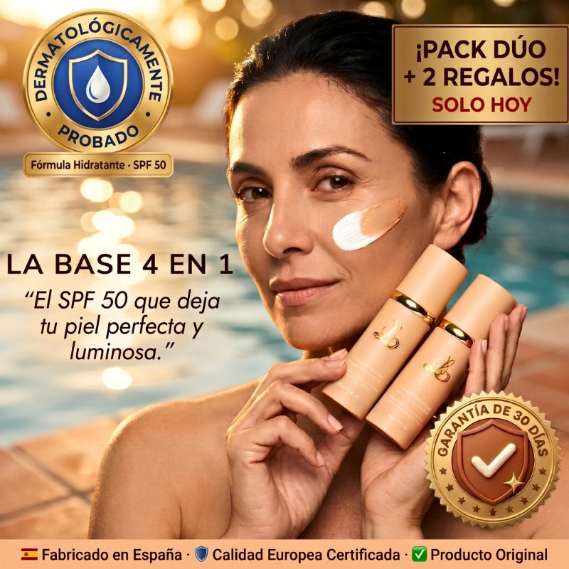 La Única Base que Aguanta el Calor Español | Base Inteligente 4 en 1 con SPF 50 Mineral